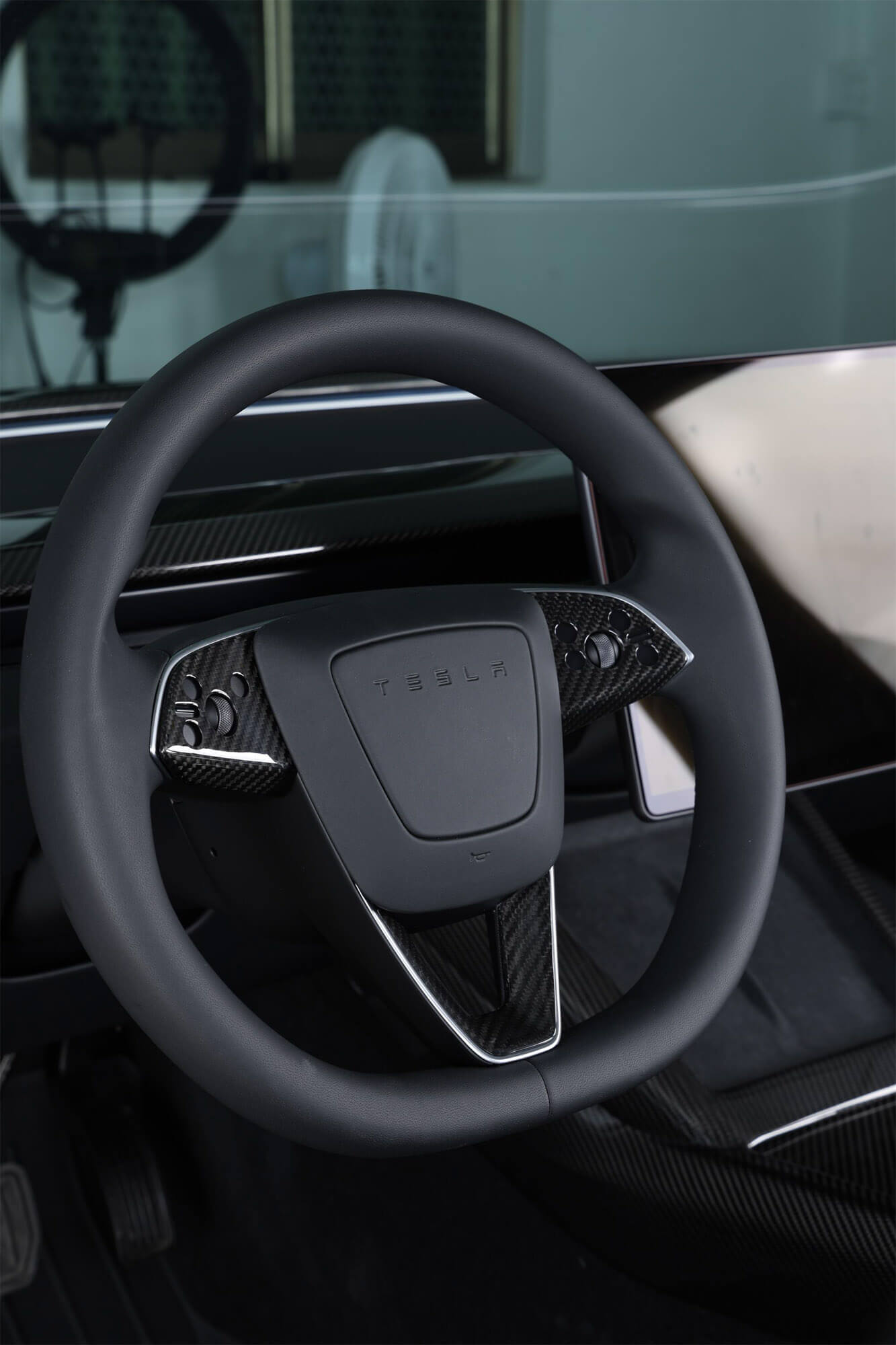 TOPABYTE Lenkradabdeckung für 2017-2023 Tesla Model Y Model 3 Zubehör Car  Steering Wheel Cover Protector Antip, Nicht für Model 3 Highland (Black  Carbon Faser) : : Spielzeug