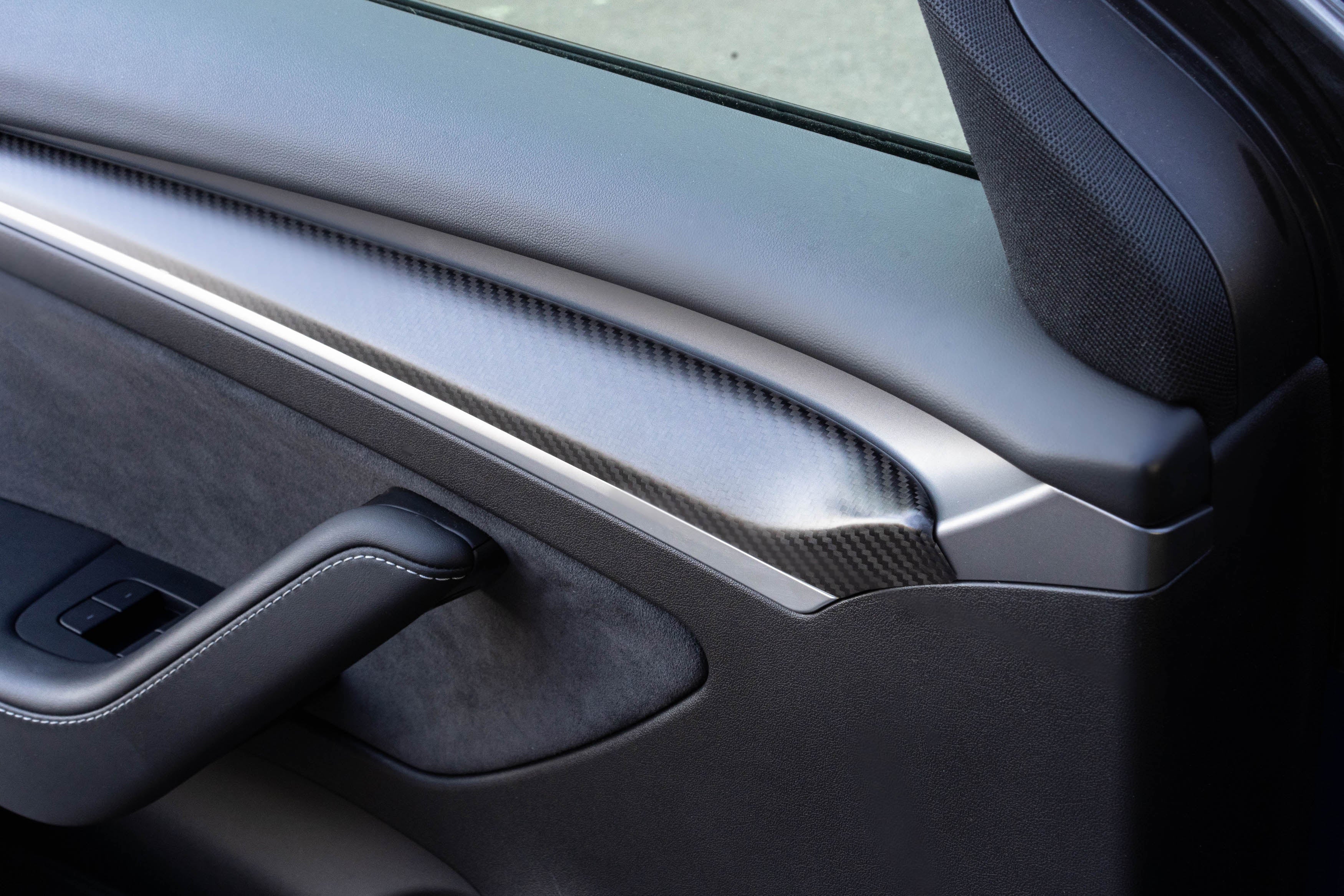 4stk Kohlefaser Fensterheber Fensterschalter Abdeckung passt für Tesla  Model 3 Y